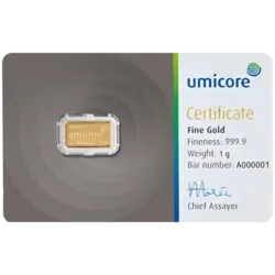 1 gram gold bar- Umicore 1 gram gold bar- Umicore