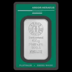 100 gram Platinum Bar - Argor-Heraeus 100 gram Platinum Bar - Argor-Heraeus