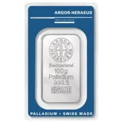 100 gram Palladium Bar - Argor-Heraeus 100 gram Palladium Bar - Argor-Heraeus
