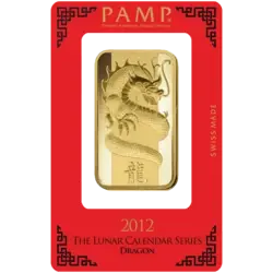 100 gram Gold Bar - PAMP Suisse Lunar Dragon 2012 100 gram Gold Bar - PAMP Suisse Lunar Dragon 2012