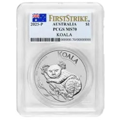 1 ounce Silver Coin - MS-70 PCGS - Australia Koala 2025 1 ounce Silver Coin - MS-70 PCGS - Australia Koala 2025 - 1