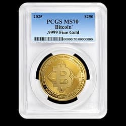 1 ounce Gold Coin - MS-70 PCGS - 2025 Bitcoin 1 ounce Gold Coin - MS-70 PCGS - 2025 Bitcoin - 1