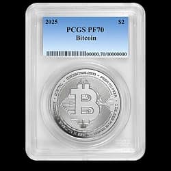 1 Unze Silbermünze - PF-70 PCGS - 2025 Bitcoin Proof 1 Unze Silbermünze - PF-70 PCGS - 2025 Bitcoin Proof - 1