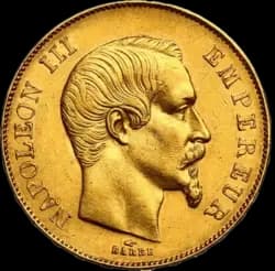 Purchase gold, 50 Francs Napoléon III, Tête Nue 1855 A Paris - French Mint - Front Invest in 50 Francs Napoléon III, Tête Nue 1855 A Paris - French Mint - Front
