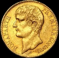 Purchase gold, 40 Francs Napoléon Bonaparte Premier Consul An XI - French Mint - Front Invest in 40 Francs Napoléon Bonaparte Premier Consul An XI - French Mint - Front
