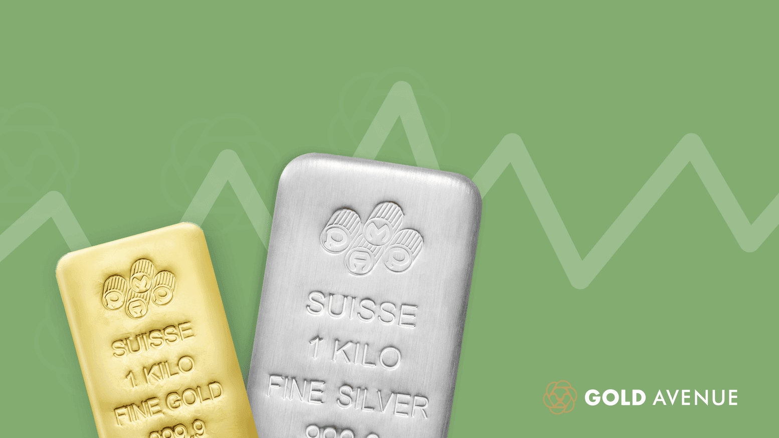 Gold Volatility Vs. Silver Volatility: What’s the Difference? 1 kg gold and silver bars by PAMP Suisse on a light green background